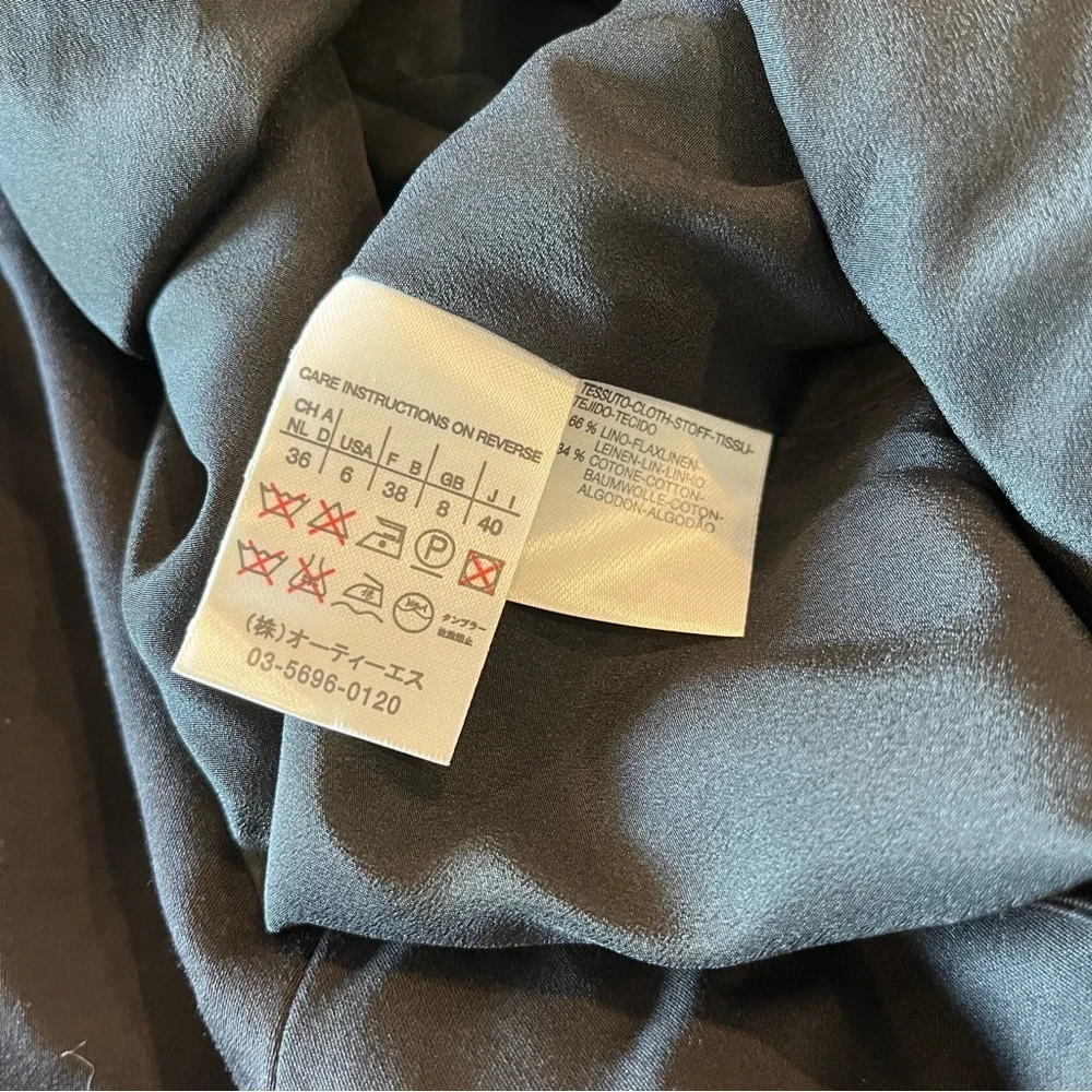 Max Mara 6 Black One Button Crop Business Jacket 3/4 Sleeves Linen Blend Italy